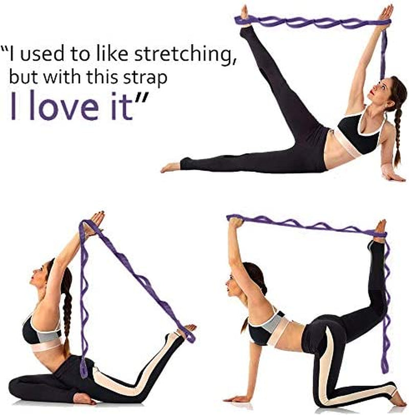 Yoga Straps Stretching Strap with 12 Loops Workout Poster, Straps for Stretching Physical Therapy Equipment Long Stretch Out Bands for Exercise, Pilates and Gymnastics for Women Men