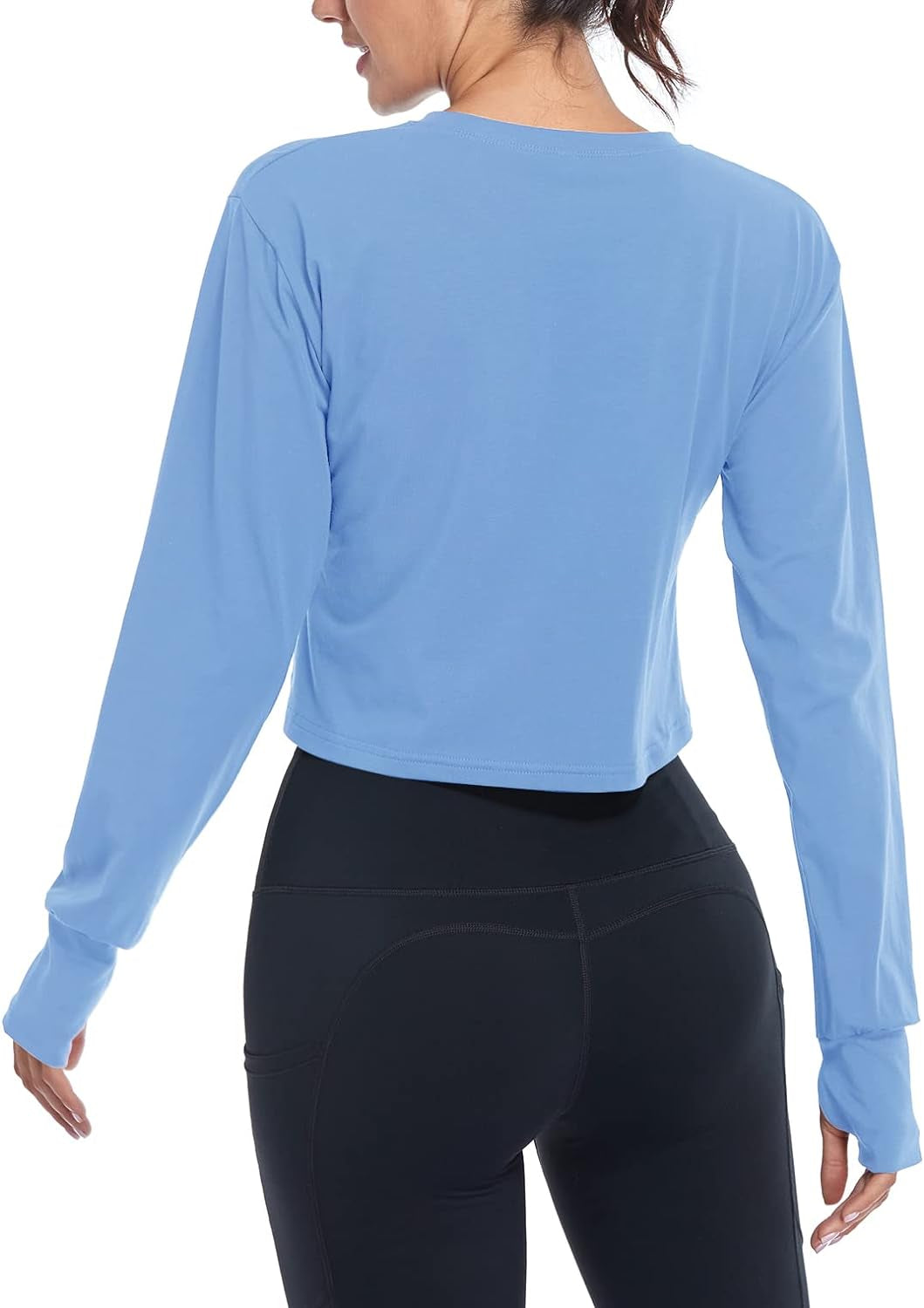 Long Sleeve Crop Top Workout Tops for Women Thumb Hole Tops