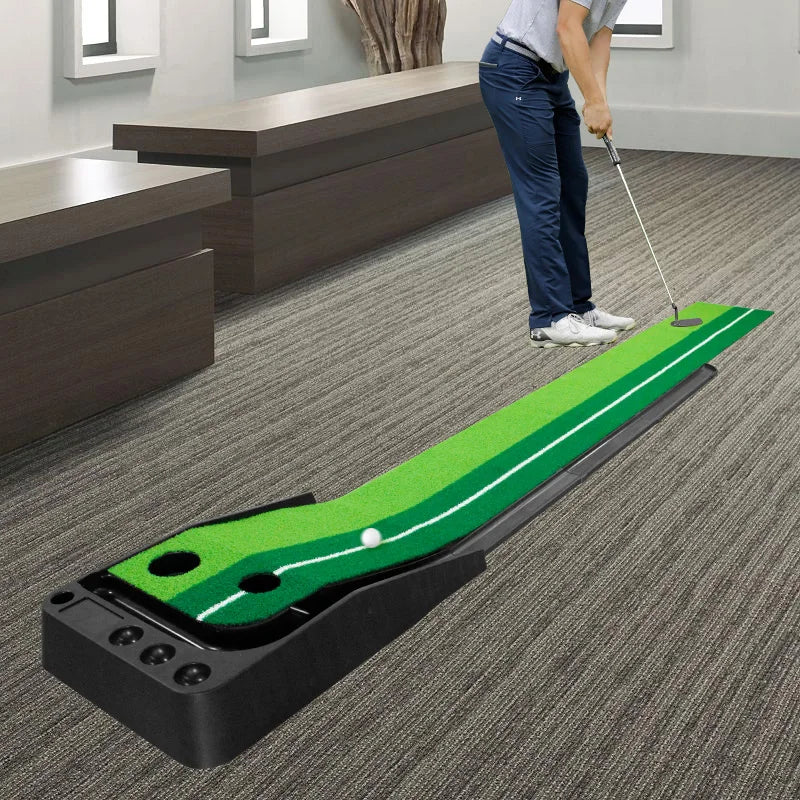 Indoor Golf Putting Green with Ball Return Automatic Portable Golf Game Practice Training Aid for Home/Backyard Use 2 Balls Free