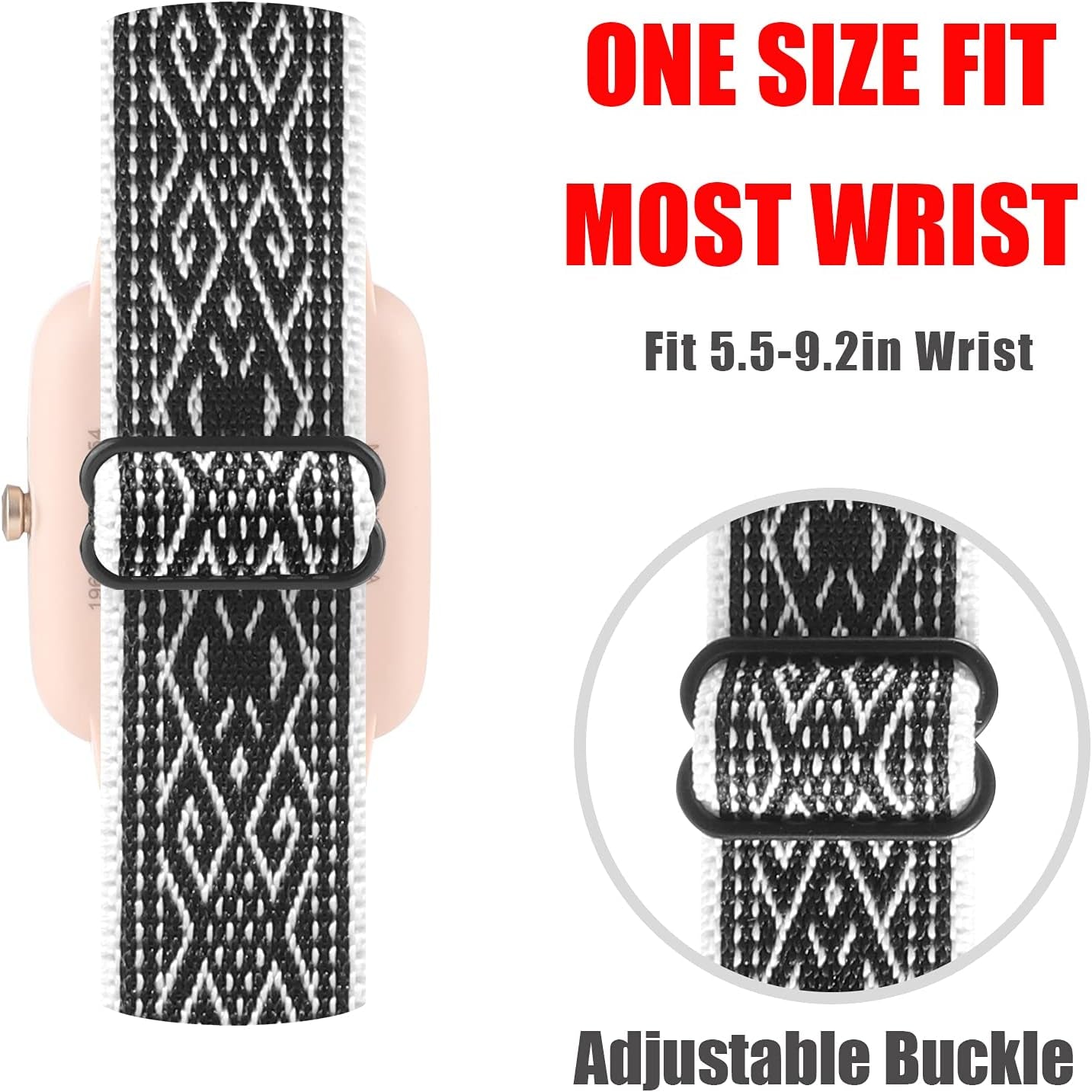 Adjustable Elastic Watch Band Compatible with Veryfitpro ID205L ID205S ID205 ID205U Smart Watch Bands, 19Mm Stretchy Nylon Loop Strap Soft Wrist Bands Bracelet Sport Replacement for Women Men