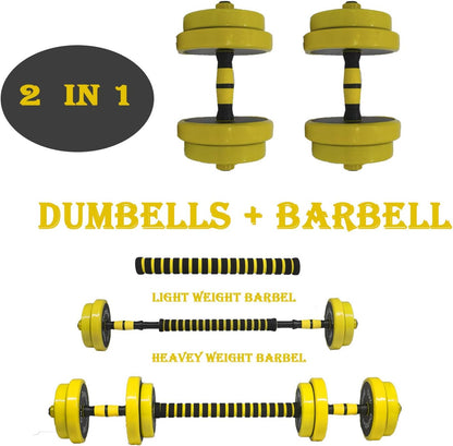 Adjustable Dumbbell Barbell Weight Pair, Free Weights Set 2-In-1 22LB/33LB/44LB/66LB, Weights Dumbbells Set with Rod, Non-Slip Handles, All-Purpose, Home, Gym, Office