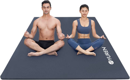 Yoga Mat Large Exercise Mat, 6X4-Ft 10Mm Thick Workout Mat, Ultra Comfortable Yoga Fitness Mat for Home Yoga, Pilates, Stretching - Navy