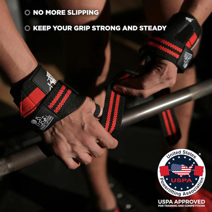 Wrist Wraps + Lifting Straps Bundle (2 Pairs) for Weightlifting, Cross Training, Workout, Gym, Powerlifting, Bodybuilding - Support for Men/Women, Avoid Injury during Weight Lifting